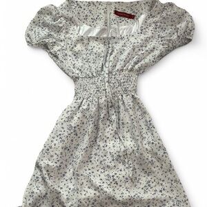 Femmemuse White and Blue Floral Mini Dress